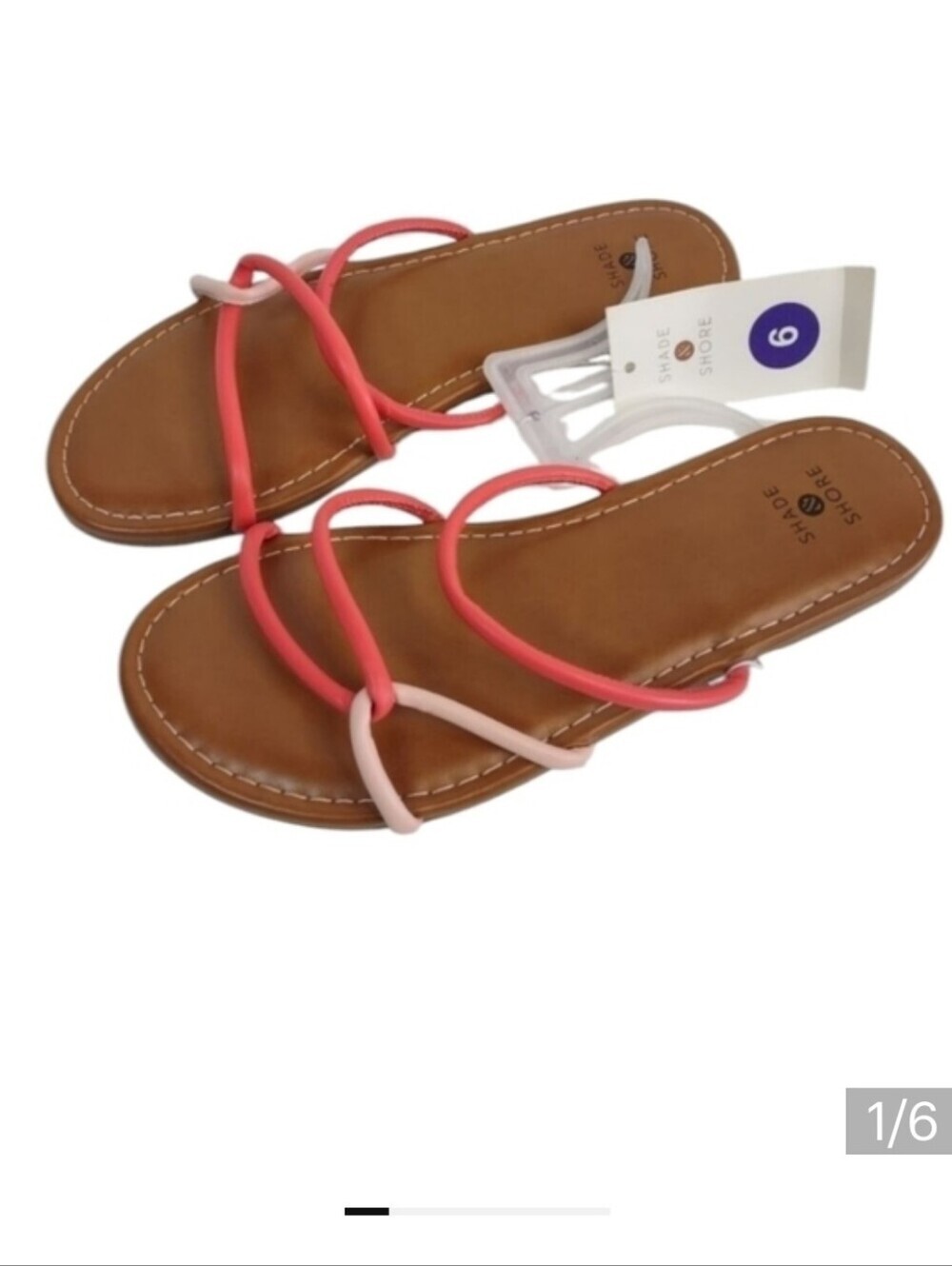 A New Day Pink Strappy Flat Sandals Size 6 NWT